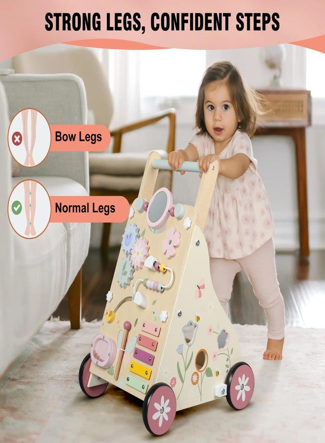 Pithfor Wooden Baby Walker, Baby Push Walker, Push Walker Toys for Babies Learning to Walk & Sit-to-Stand, with Montessori Sensory Toy & Activity Center for Girls Boys - Image 5
